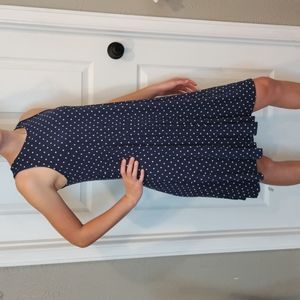 Blue dress with white polka dots